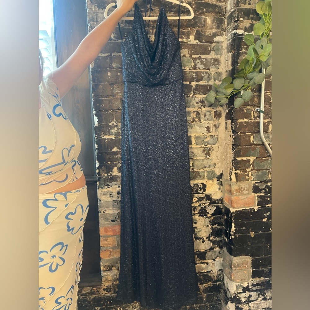 Amsale Honora scoop neck formal sequin dress size 8